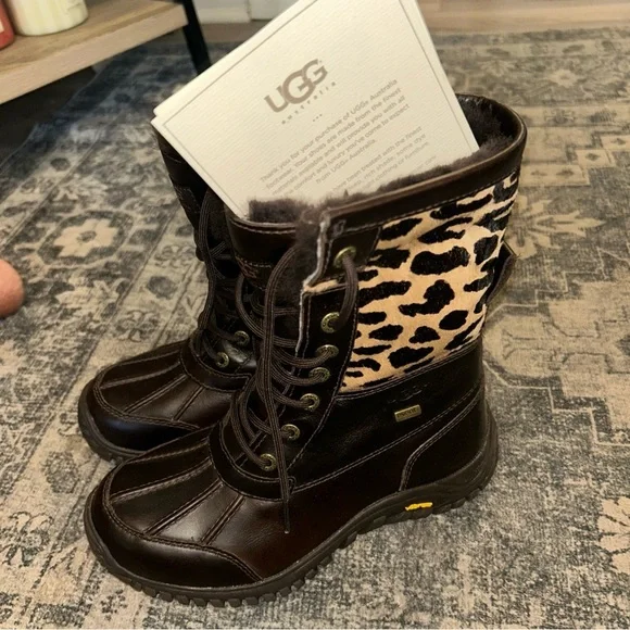 UGG Women's Dark Brown and Leopard Print Winter Boots - Picture 3 of 11